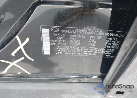 2022 Hyundai Santa Fe Limited из США, поврежденный, VIN 5NMS44AL4NH414841